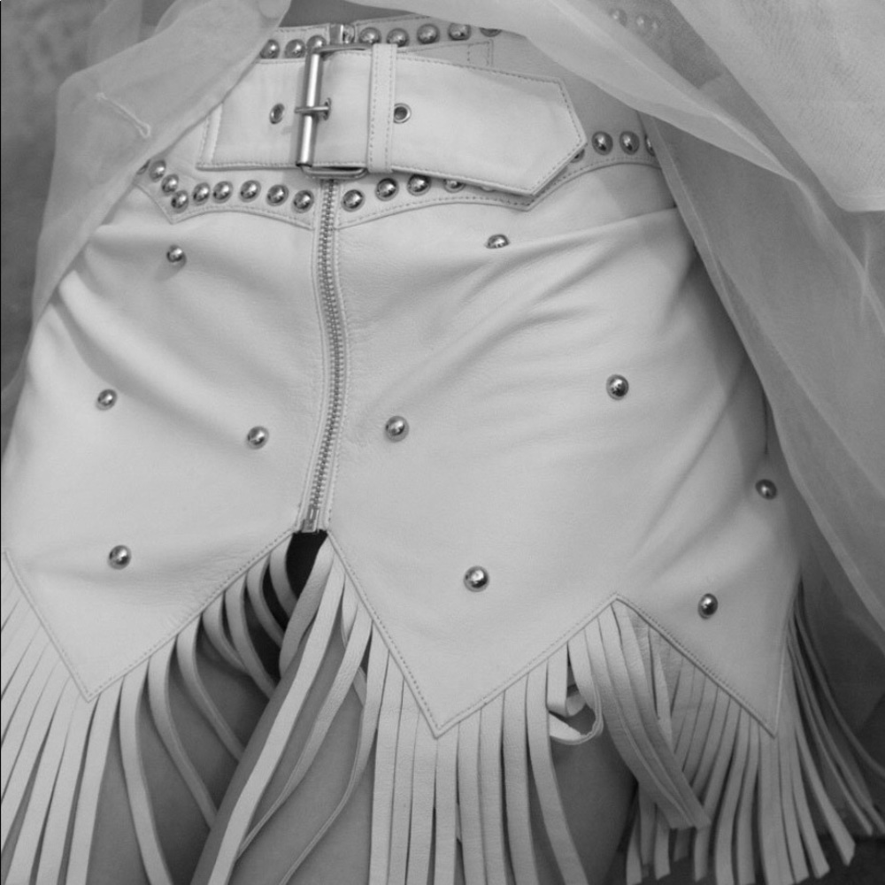 Studded White Mini Skirt